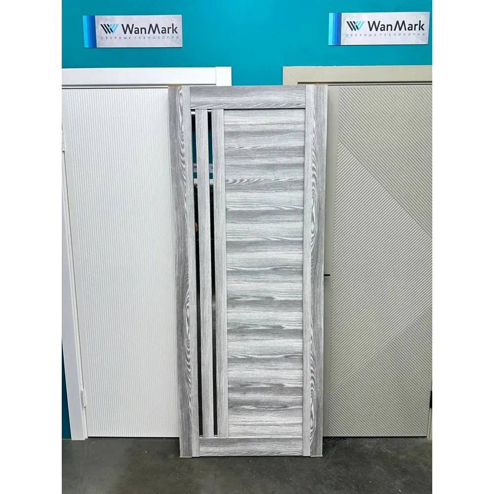 Фото 5 Комплект межкомнатной двери Wanmark D13/4 остеклённая 190x55см ПВХ цвет ясень ривьера грей с коробом и наличниками Фото 5 Комплект межкомнатной двери Wanmark D13/4 остеклённая 190x55см ПВХ цвет ясень ривьера грей с коробом и наличниками