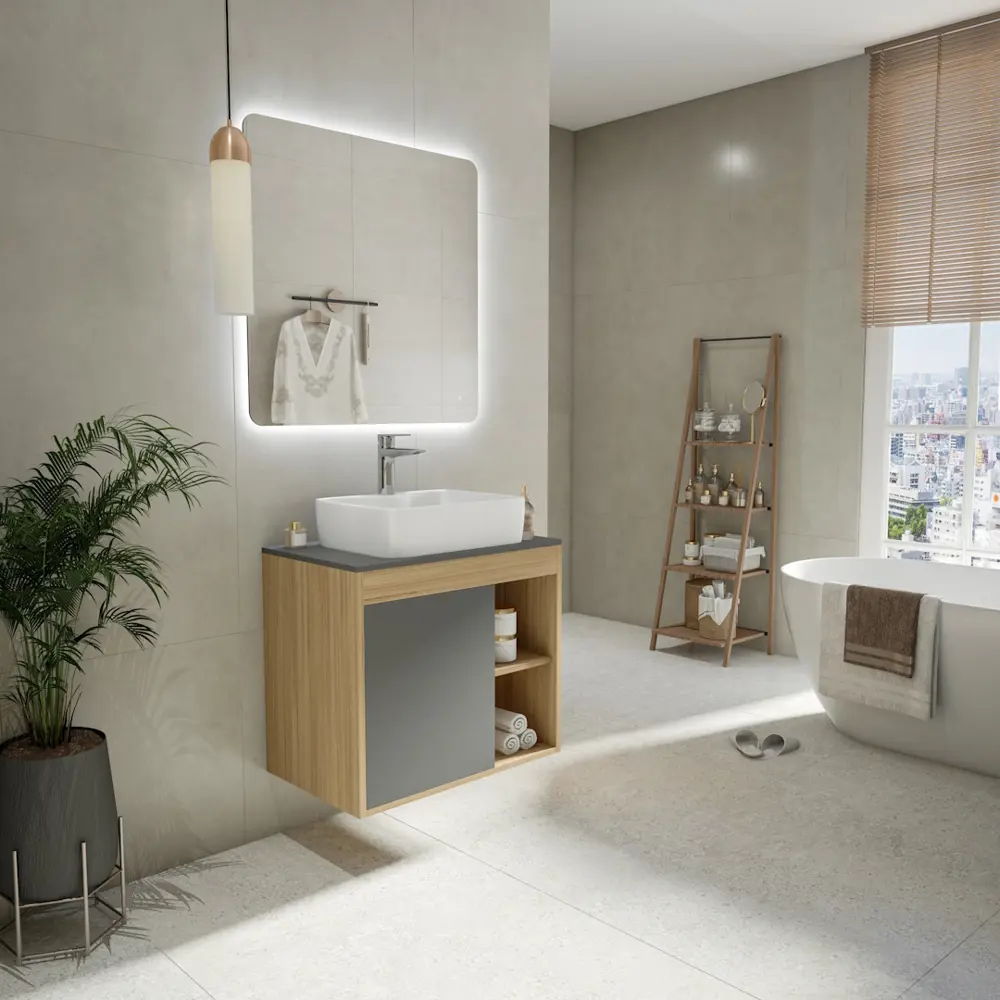 Фото 2 Тумба под раковину подвесная Teymi F10435 70см с раковиной цвет дуб Фото 2 Тумба под раковину подвесная Teymi F10435 70см с раковиной цвет дуб