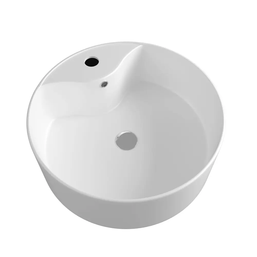 Фото 7 Комплект Teymi 3 в 1: Тумба Helmi 85 серый камень/дуб + раковина Lina Pro D40 с полочкой + смеситель Ritta хром F02947