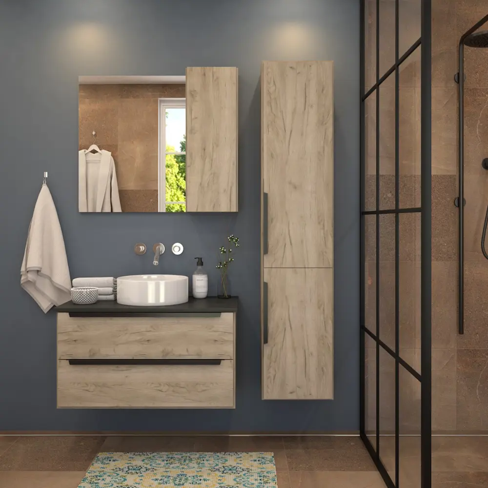 Фото 5 Тумба под раковину Teymi Helmi F00183 85см с раковиной цвет светлое дерево