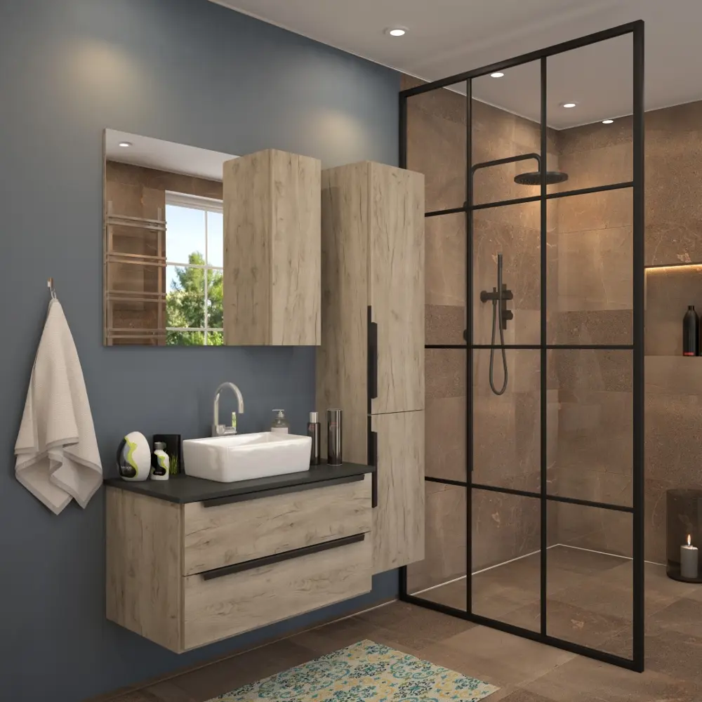 Фото 3 Тумба под раковину подвесная Teymi T60304_T50304 85см цвет дуб Фото 3 Тумба под раковину подвесная Teymi T60304_T50304 85см цвет дуб