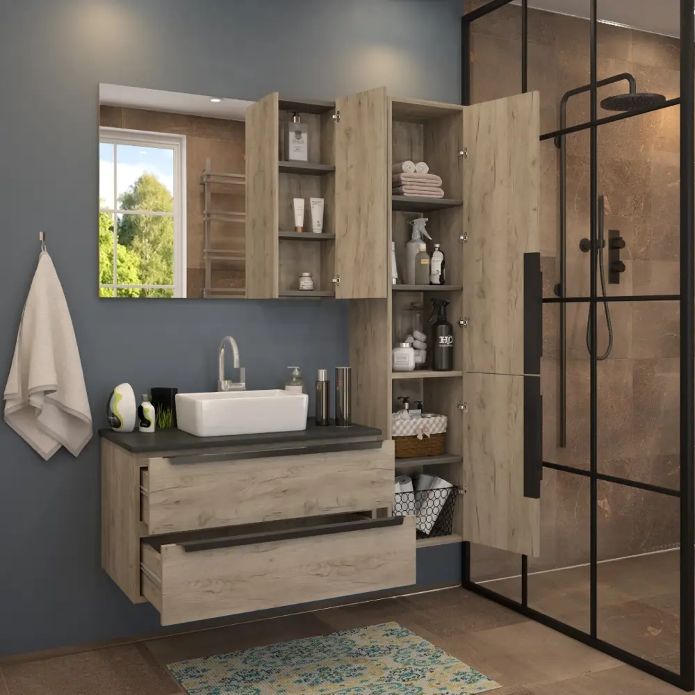 Фото 4 Тумба под раковину подвесная Teymi T60304_T50304 85см цвет дуб Фото 4 Тумба под раковину подвесная Teymi T60304_T50304 85см цвет дуб