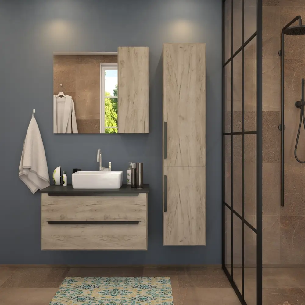 Фото 5 Тумба под раковину подвесная Teymi T60304_T50304 85см цвет дуб Фото 5 Тумба под раковину подвесная Teymi T60304_T50304 85см цвет дуб