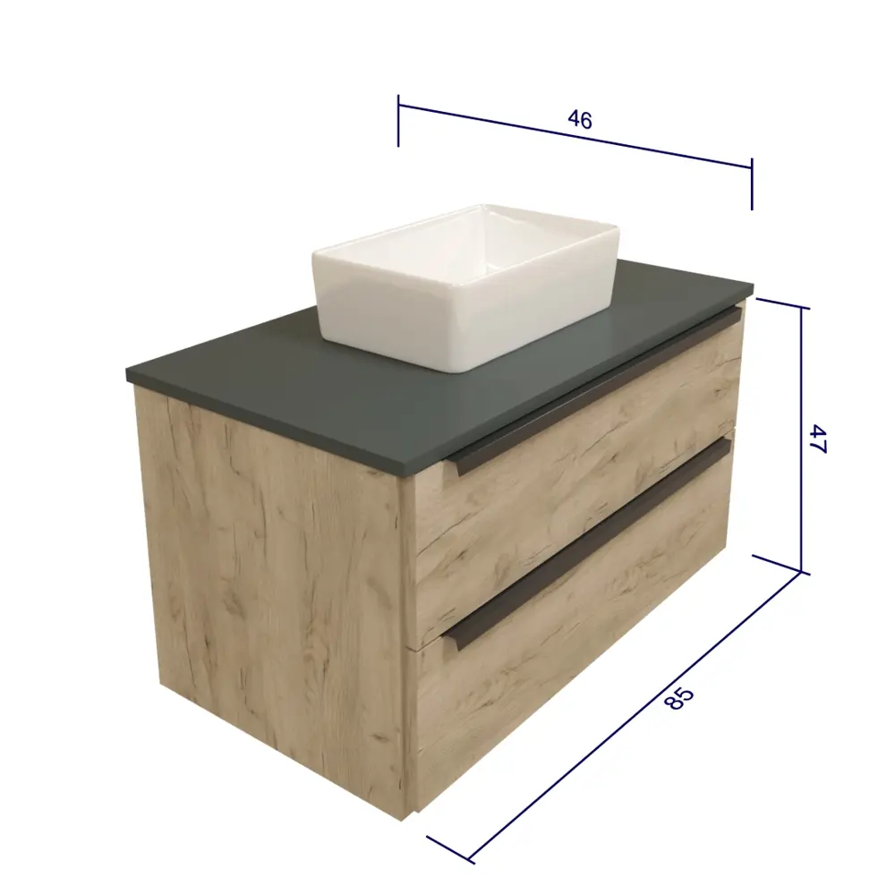 Фото 8 Тумба под раковину подвесная Teymi T60304_T50304 85см цвет дуб Фото 8 Тумба под раковину подвесная Teymi T60304_T50304 85см цвет дуб