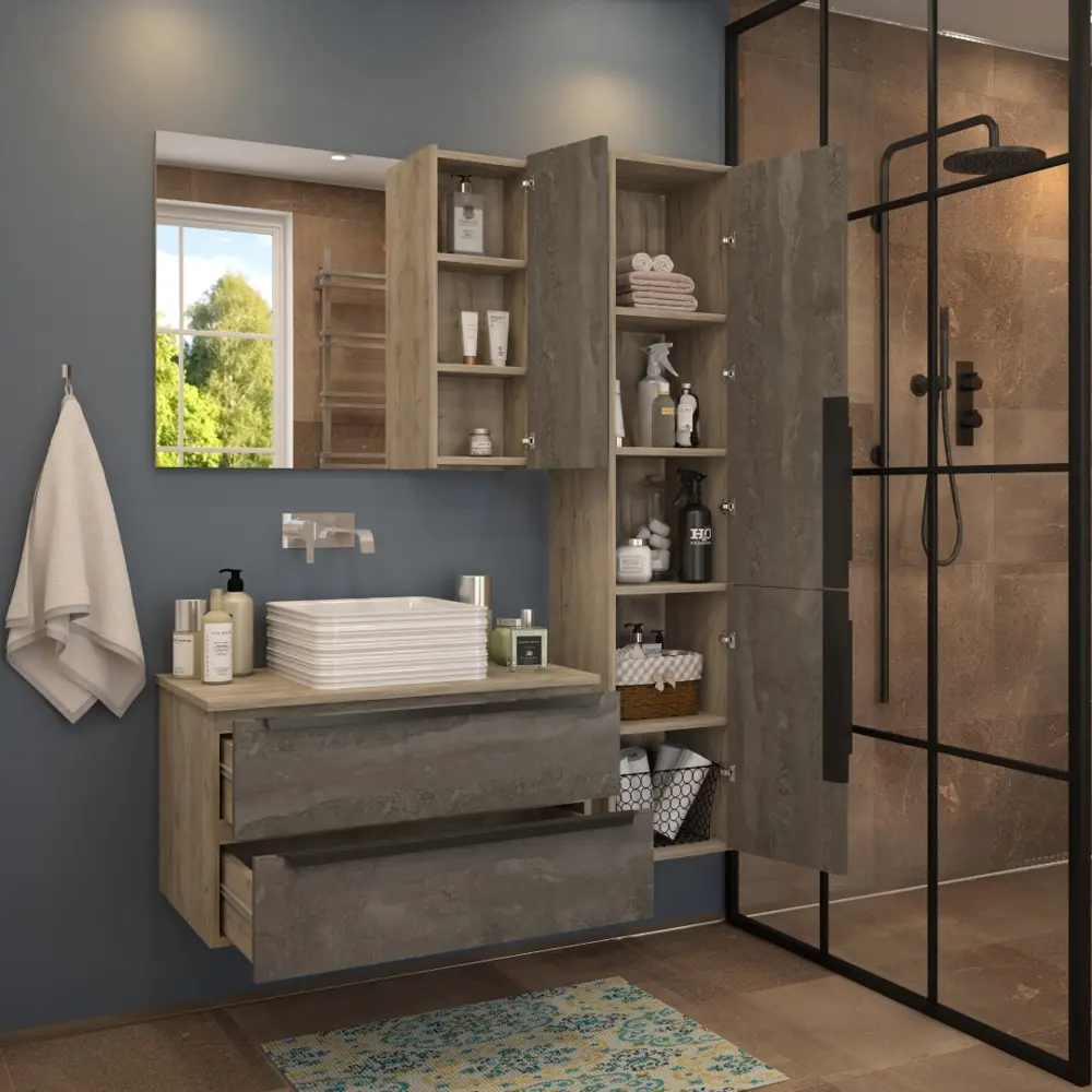 Фото 4 Тумба под раковину подвесная Teymi Helmi T60309_T50309 85см цвет дуб, с раковиной Фото 4 Тумба под раковину подвесная Teymi Helmi T60309_T50309 85см цвет дуб, с раковиной