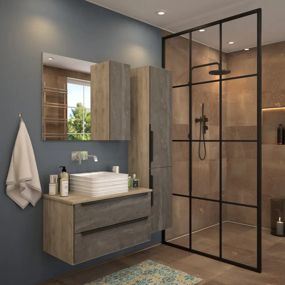 Фото 3 Тумба под раковину подвесная Teymi Helmi T60309_T50309 85см цвет дуб, с раковиной Фото 3 Тумба под раковину подвесная Teymi Helmi T60309_T50309 85см цвет дуб, с раковиной