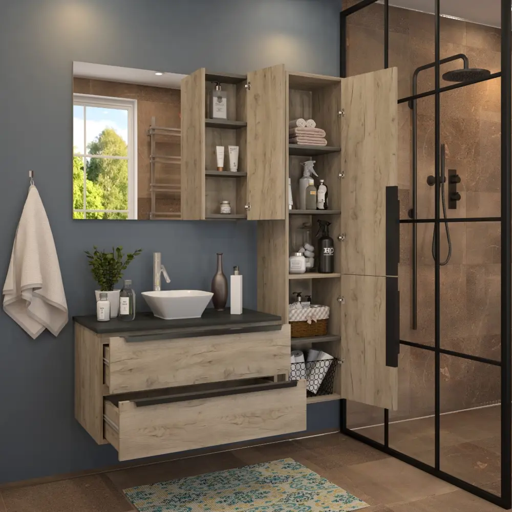 Фото 4 Тумба под раковину подвесная Teymi Helmi T60304_T50206 85см цвет дуб, с раковиной Фото 4 Тумба под раковину подвесная Teymi Helmi T60304_T50206 85см цвет дуб, с раковиной