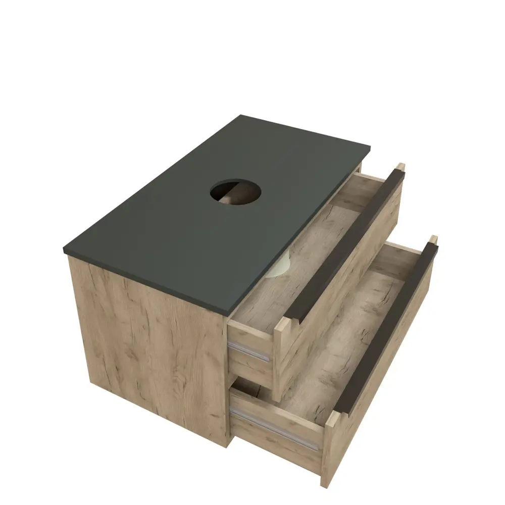 Фото 8 Тумба под раковину подвесная Teymi Helmi T60304_T50502 85см цвет дуб, с раковиной