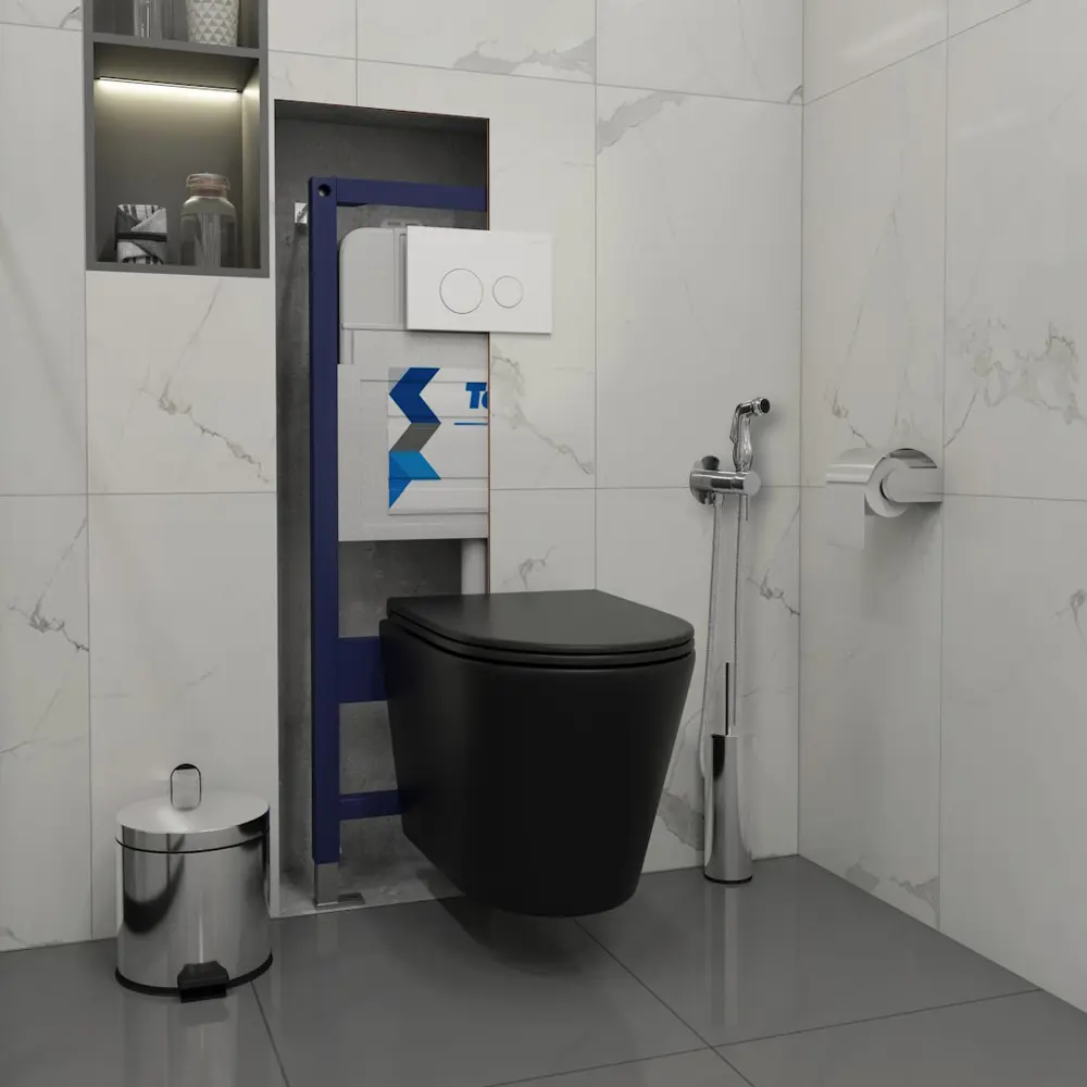 Фото 3 Комплект инсталляция с унитазом Teymi Solli f08930 цвет черный Фото 3 Комплект инсталляция с унитазом Teymi Solli f08930 цвет черный