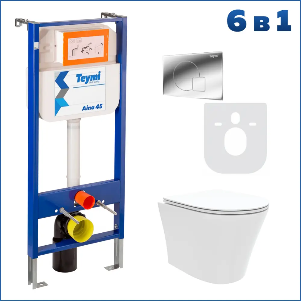 Фото 2 Комплект инсталляция с унитазом Teymi Ellie f01267 цвет белый Фото 2 Комплект инсталляция с унитазом Teymi Ellie f01267 цвет белый