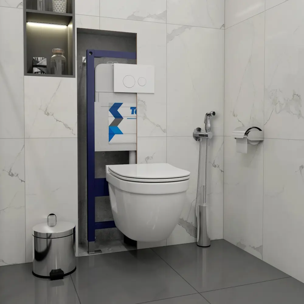 Фото 3 Комплект инсталляция с унитазом Teymi Vitra pro f08042 цвет белый