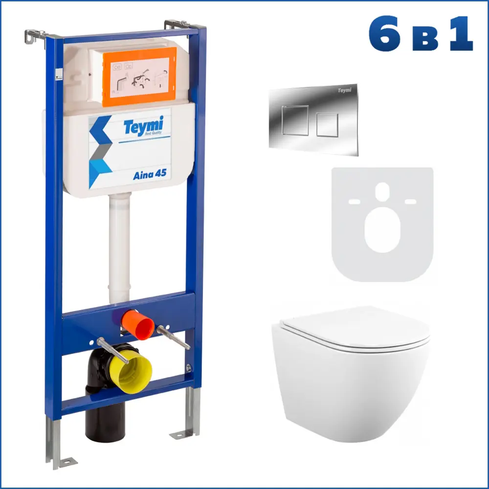 Фото 2 Комплект инсталляция с унитазом Teymi Lina f01201 цвет белый Фото 2 Комплект инсталляция с унитазом Teymi Lina f01201 цвет белый