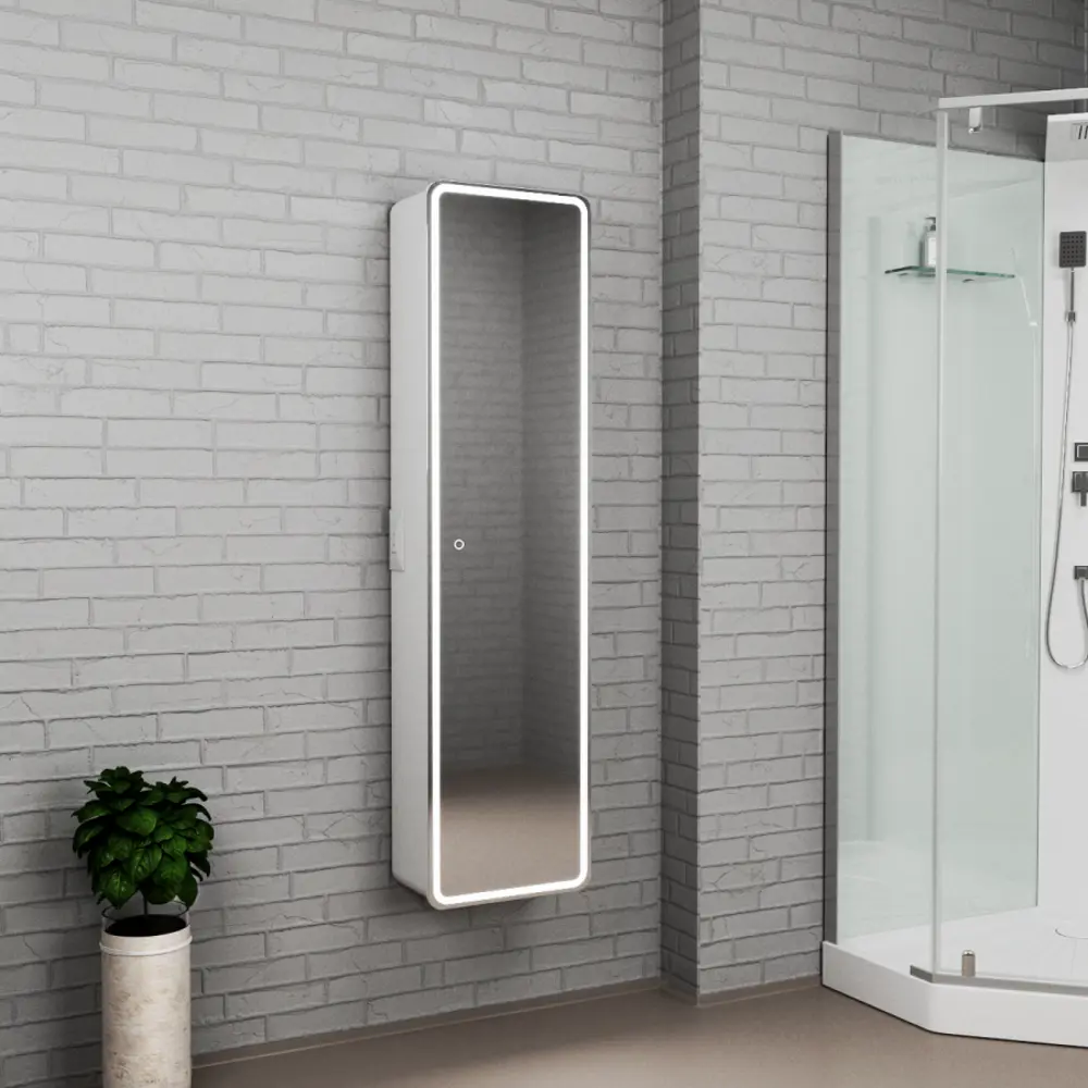 Фото 2 Шкаф-пенал зеркальный Teymi Solli 160x40, LED, сенсор, оборачиваемый T60209S Фото 2 Шкаф-пенал зеркальный Teymi Solli 160x40, LED, сенсор, оборачиваемый T60209S