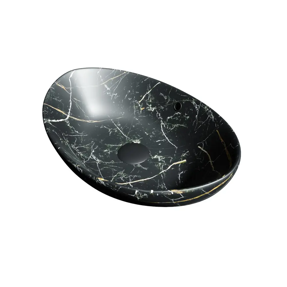 Фото 4 Раковина для ванной накладная Teymi Lori 60 черный мрамор в комплекте смеситель высокий хром F12887