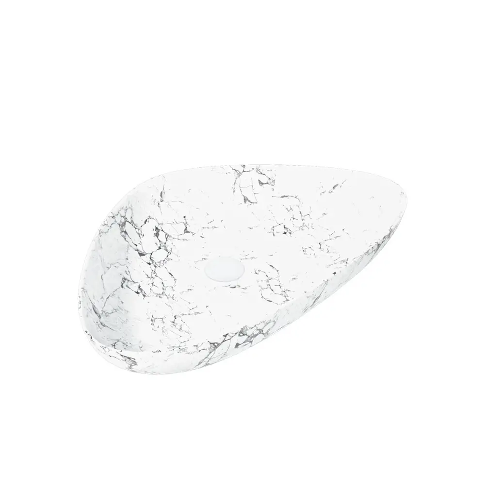 Фото 4 Раковина для ванной накладная Teymi Ellie 60 белый мрамор в комплекте смеситель высокий черный матовый F13004