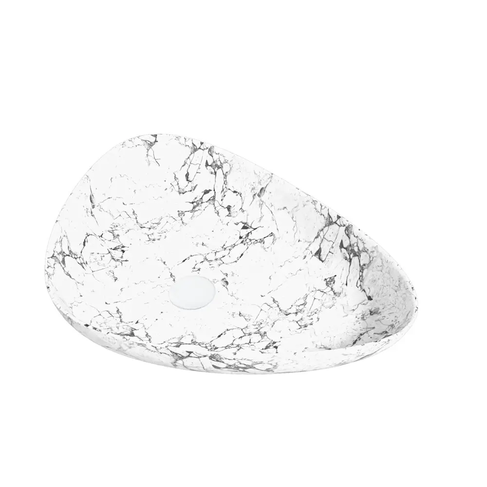 Фото 5 Раковина для ванной накладная Teymi Ellie 60 белый мрамор в комплекте смеситель высокий черный матовый F13004