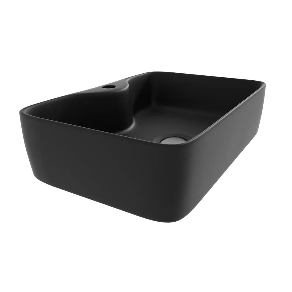 Фото 5 Раковина для ванной накладная Teymi Helmi S 48 черная матовая в комплекте смеситель черный матовый F12735