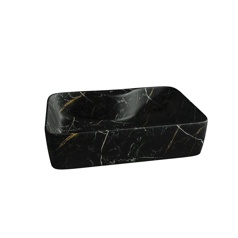 Фото 4 Раковина для ванной накладная Teymi Helmi S 48 черный мрамор в комплекте смеситель хром F12707