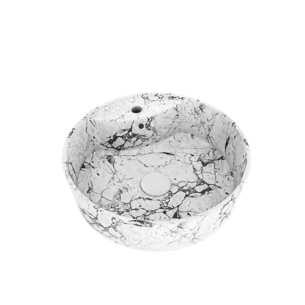 Фото 3 Раковина для ванной накладная Teymi Lina S D40 белый мрамор в комплекте смеситель хром F12721 Фото 3 Раковина для ванной накладная Teymi Lina S D40 белый мрамор в комплекте смеситель хром F12721