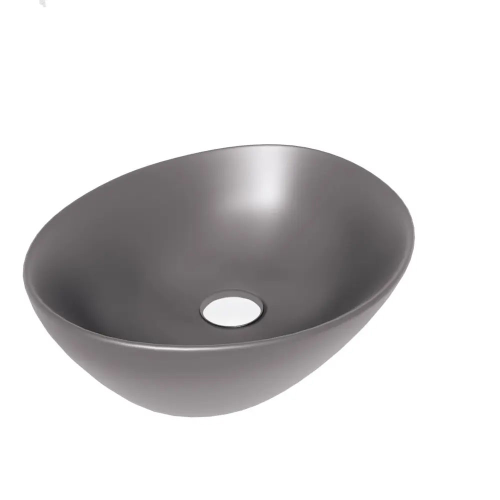 Фото 3 Раковина для ванной накладная Teymi Lori 40 графит матовая в комплекте смеситель высокий хром F12805