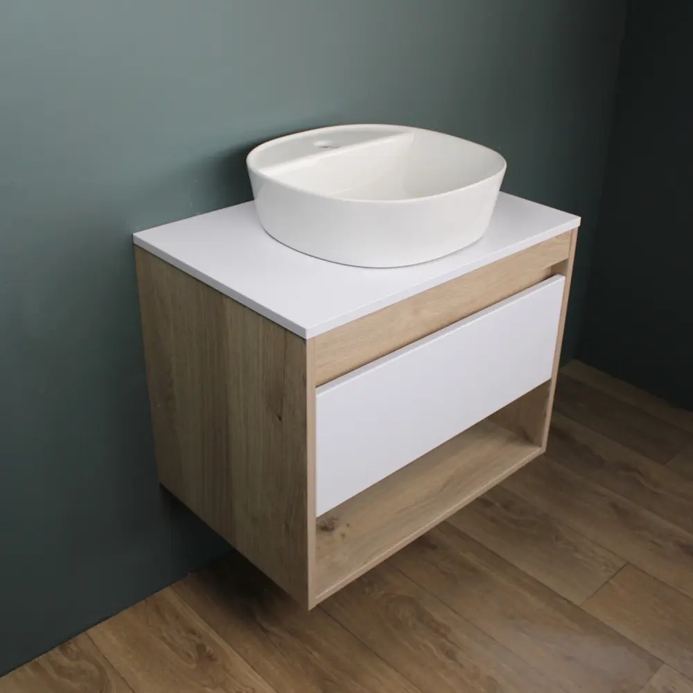 Фото 4 Комплект Teymi раковина F07762 Solli 40 с полочкой, смеситель Kati, черный матовый, выпуск Teymi без перелива хром F07762