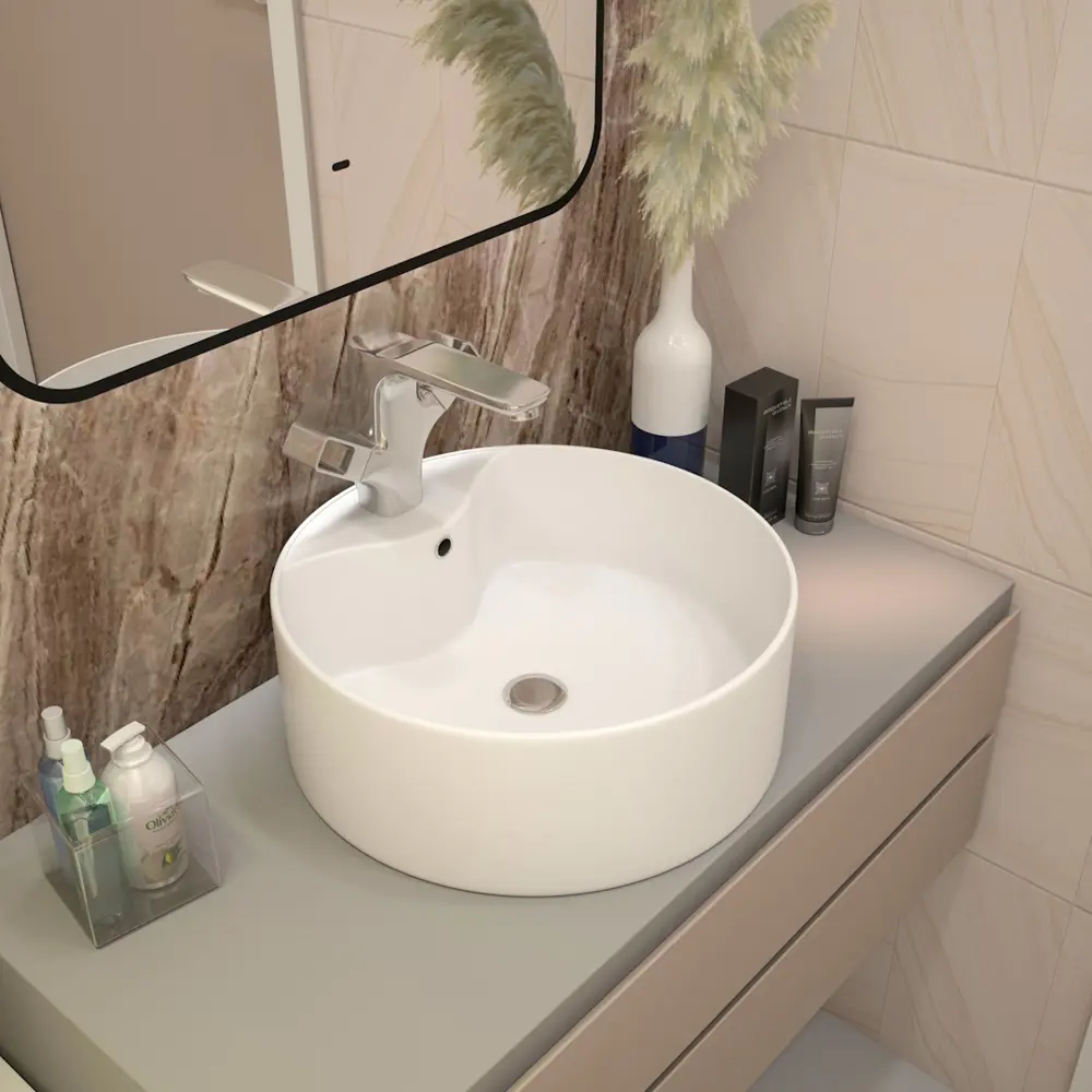 Фото 4 Комплект Teymi раковина F01634 Lina Pro D40 с полочкой, смеситель Helmi Pro, хром, выпуск Teymi с переливом черный F01634 Фото 4 Комплект Teymi раковина F01634 Lina Pro D40 с полочкой, смеситель Helmi Pro, хром, выпуск Teymi с переливом черный F01634