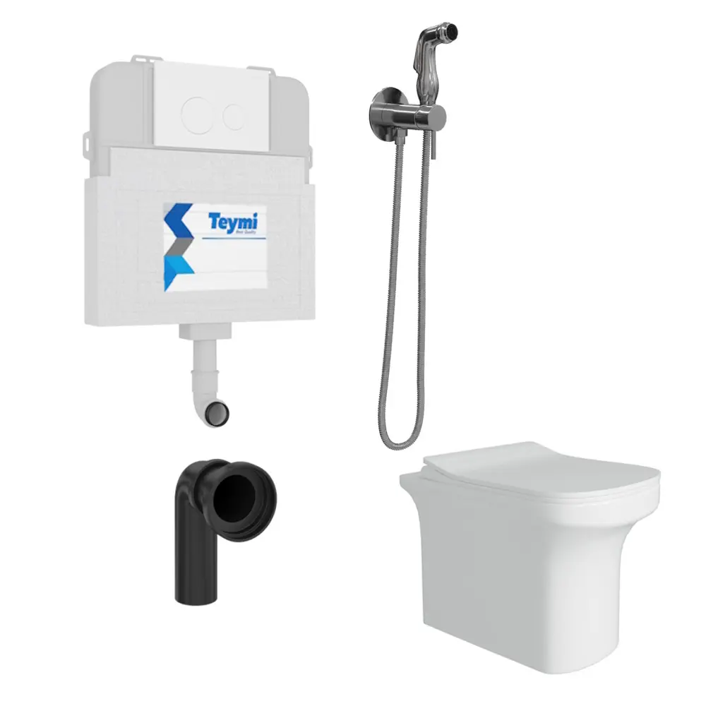 Фото 2 Комплект инсталляция и унитаз TEYMI Nura F12580 безободковый цвет кнопки белый Фото 2 Комплект инсталляция и унитаз TEYMI Nura F12580 безободковый цвет кнопки белый