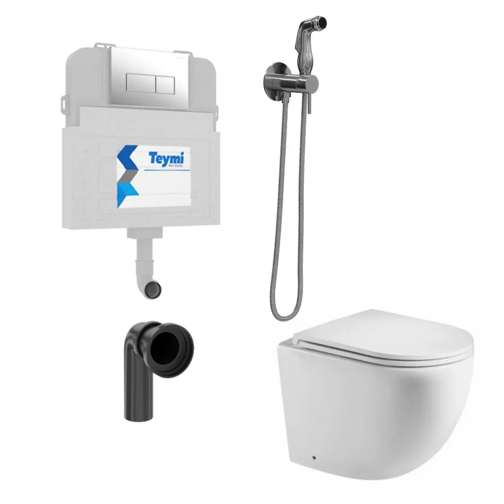Фото 2 Комплект инсталляция и унитаз TEYMI Lina HD F12541 безободковый цвет кнопки хромированный Фото 2 Комплект инсталляция и унитаз TEYMI Lina HD F12541 безободковый цвет кнопки хромированный