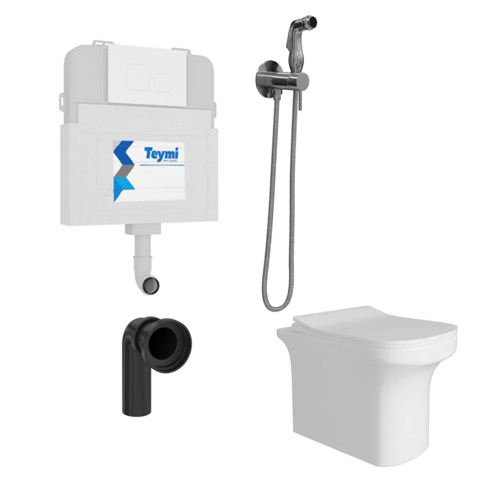 Фото 2 Комплект инсталляция и унитаз TEYMI Nura F12582 безободковый цвет кнопки белый Фото 2 Комплект инсталляция и унитаз TEYMI Nura F12582 безободковый цвет кнопки белый