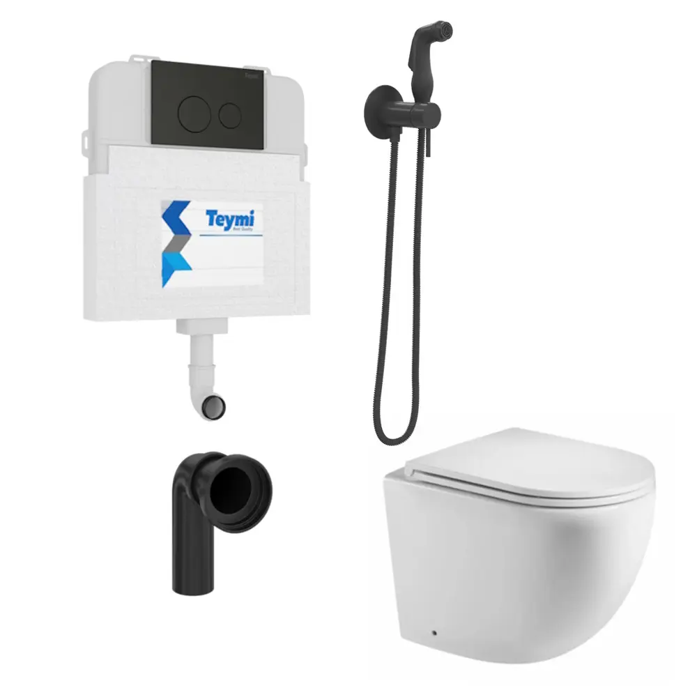 Фото 2 Комплект инсталляция и унитаз TEYMI Lina HD F12544 безободковый цвет кнопки черный Фото 2 Комплект инсталляция и унитаз TEYMI Lina HD F12544 безободковый цвет кнопки черный