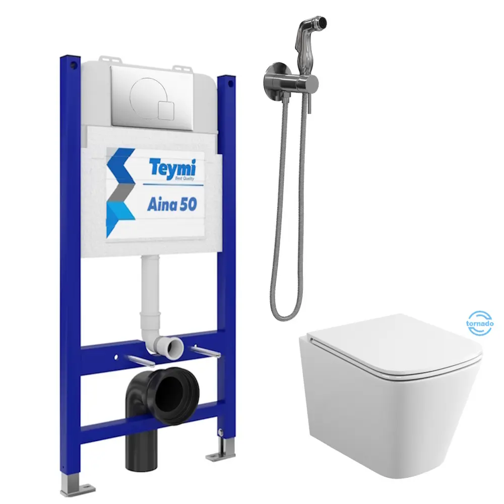 Фото 2 Комплект Teymi F08304 Инсталляция Aina 50, клавиша смыва Ellie хром, унитаз Helmi Vortex, гигиенический душ Lina хром F08304 Фото 2 Комплект Teymi F08304 Инсталляция Aina 50, клавиша смыва Ellie хром, унитаз Helmi Vortex, гигиенический душ Lina хром F08304