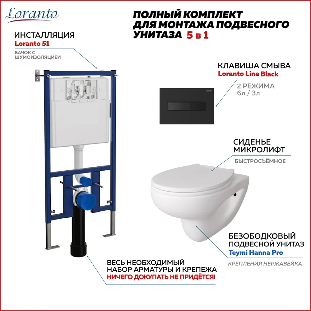 Фото Комплект инсталляция с унитазом Teymi F01136 цвет белый Фото Комплект инсталляция с унитазом Teymi F01136 цвет белый