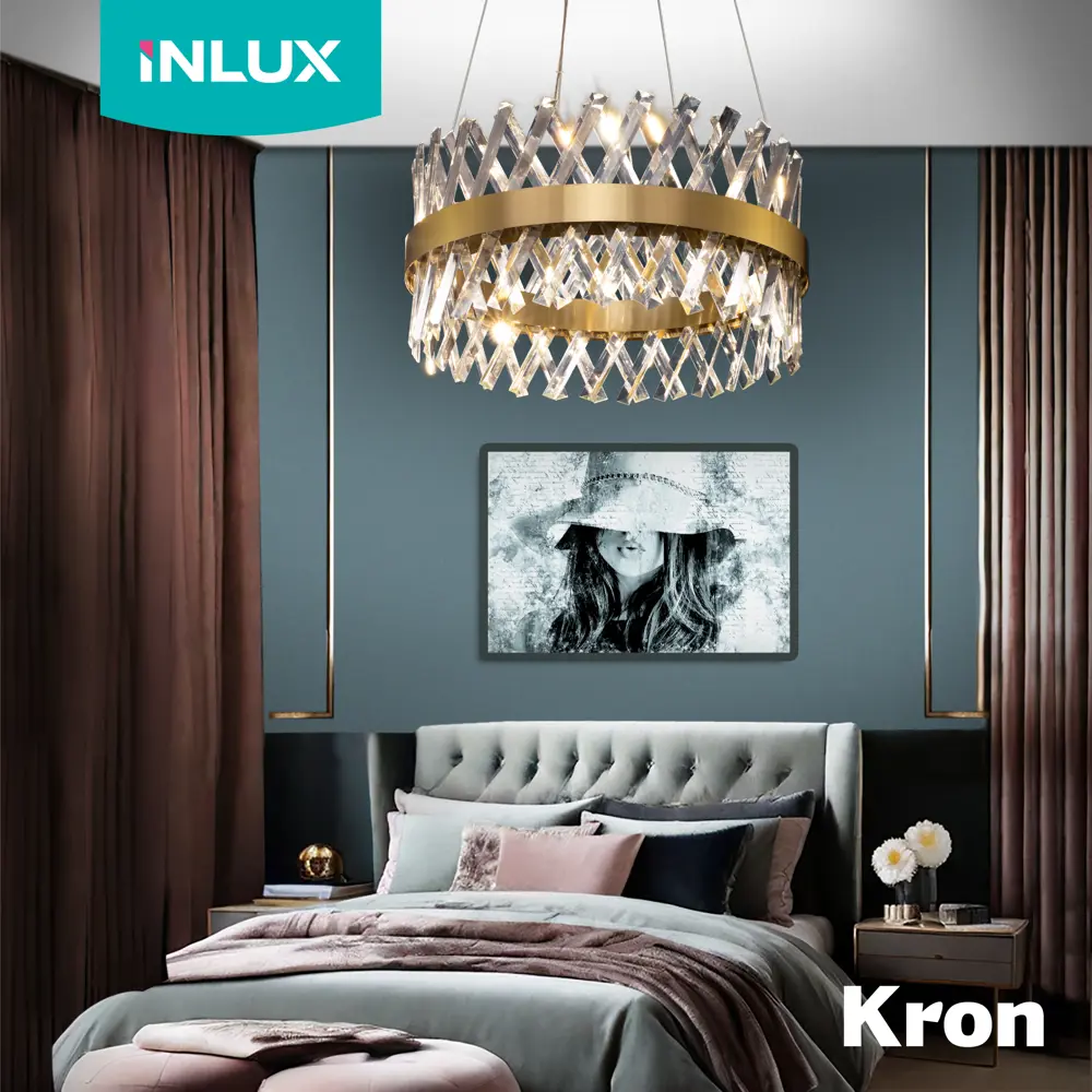 Фото 6 Люстра подвесная светодиодная Inlux Kross с пультом управления 18 м² регулируемый белый свет цвет золото Фото 6 Люстра подвесная светодиодная Inlux Kross с пультом управления 18 м² регулируемый белый свет цвет золото