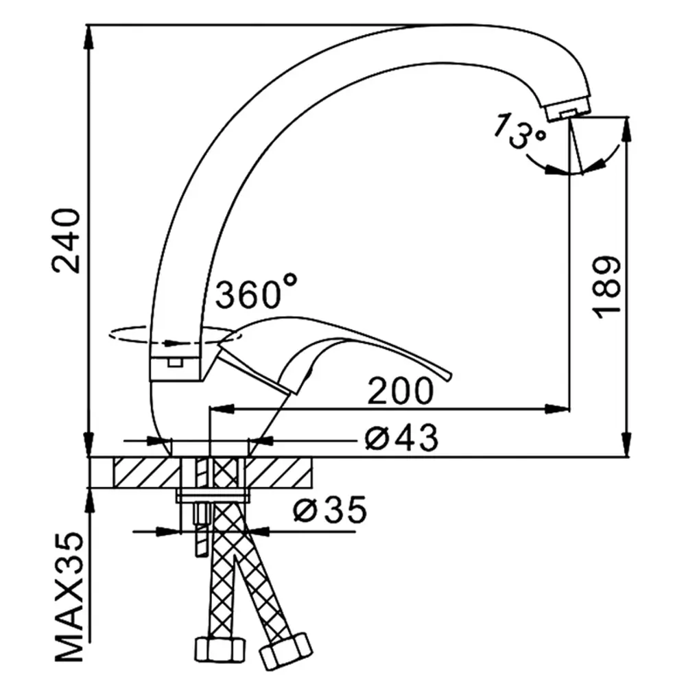 Фото 2 Смеситель для кухни Frap 46773 поворотный излив 18.9 см цвет хром
