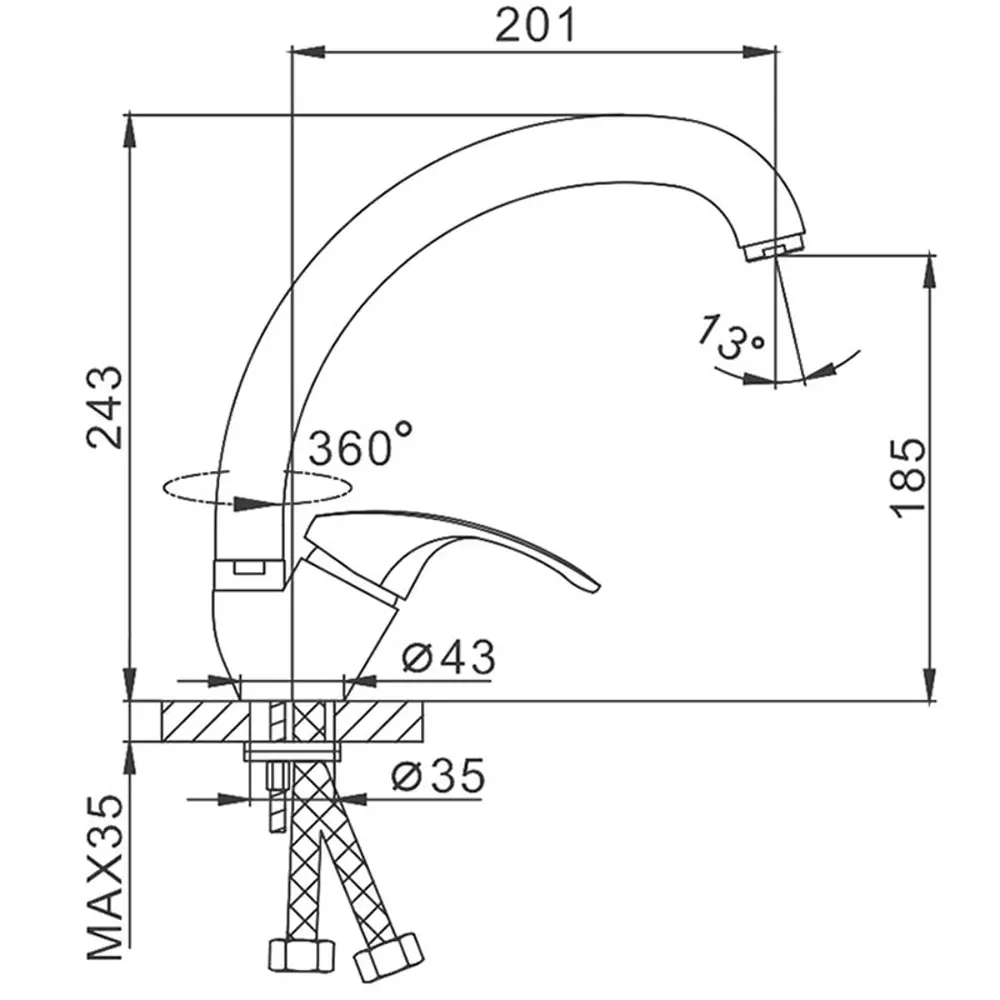 Фото 2 Смеситель для кухни Frap 30257 поворотный излив 18.5 см цвет хром Фото 2 Смеситель для кухни Frap 30257 поворотный излив 18.5 см цвет хром