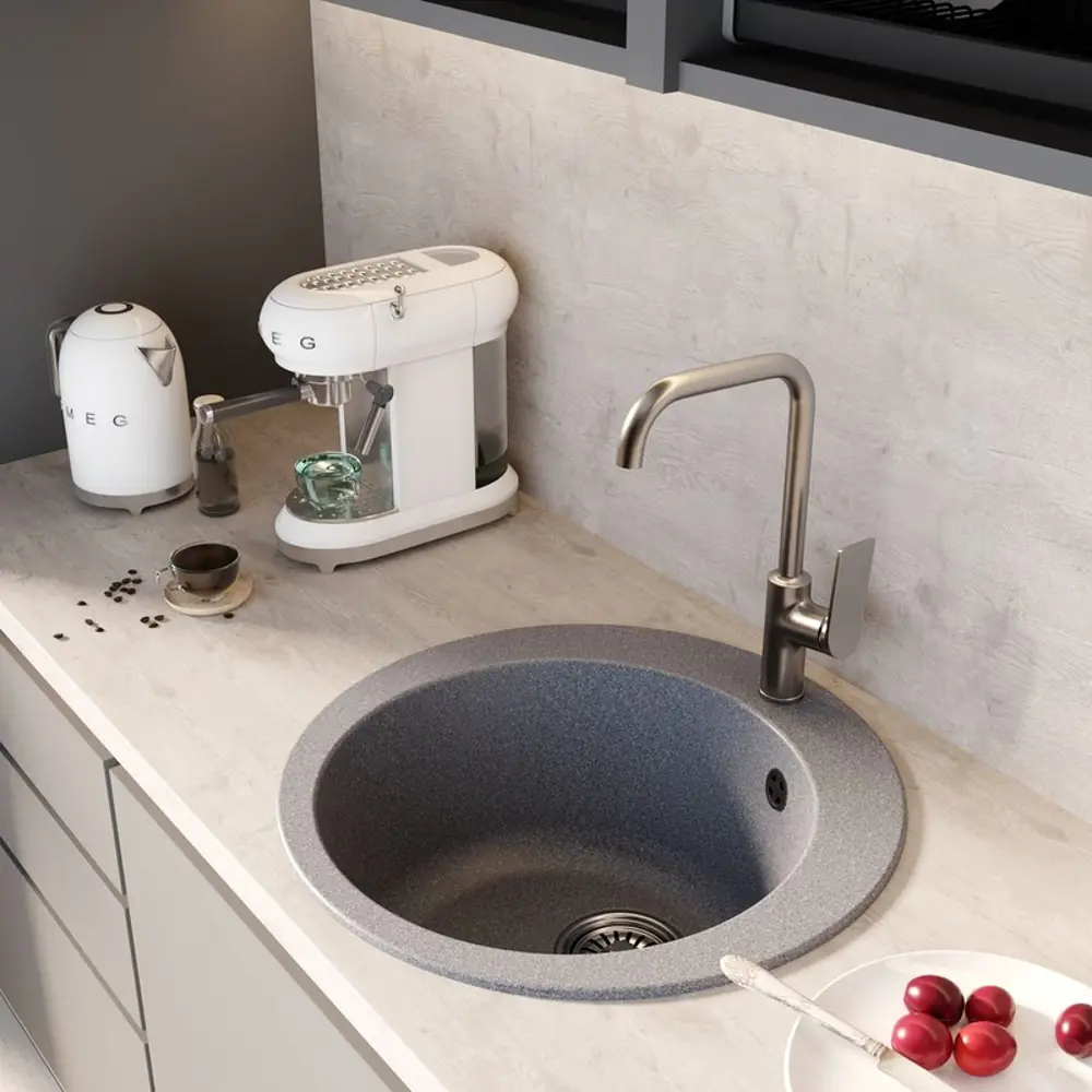 Фото 2 Мойка для кухни Mixline NL-TM13 53x53 см глубина чаши 200 см искусственный камень цвет темно-серый Фото 2 Мойка для кухни Mixline NL-TM13 53x53 см глубина чаши 200 см искусственный камень цвет темно-серый