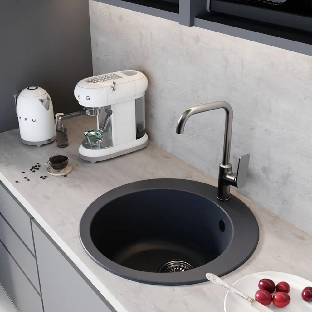 Фото 2 Мойка для кухни Mixline NL-TM13 53x53 см глубина чаши 200 см искусственный камень цвет антрацит Фото 2 Мойка для кухни Mixline NL-TM13 53x53 см глубина чаши 200 см искусственный камень цвет антрацит