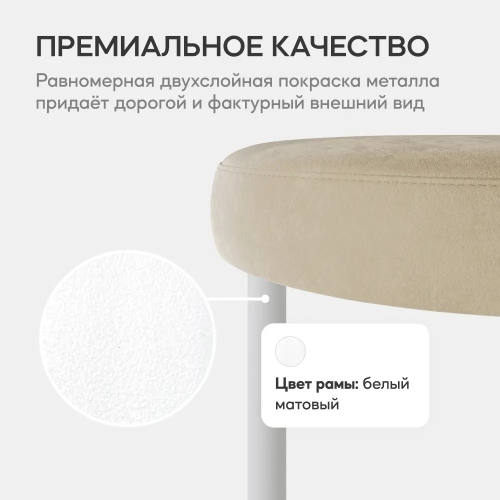 Фото 4 Пуф велюр Genglass Horsix GGS-01-3-1, 38x45x38 см, цвет бежевый Фото 4 Пуф велюр Genglass Horsix GGS-01-3-1, 38x45x38 см, цвет бежевый