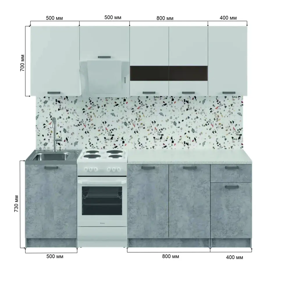 Фото Кухонный гарнитур Альбина Розалия ЛДСП 170x150x430 см цвет бетон Фото Кухонный гарнитур Альбина Розалия ЛДСП 170x150x430 см цвет бетон