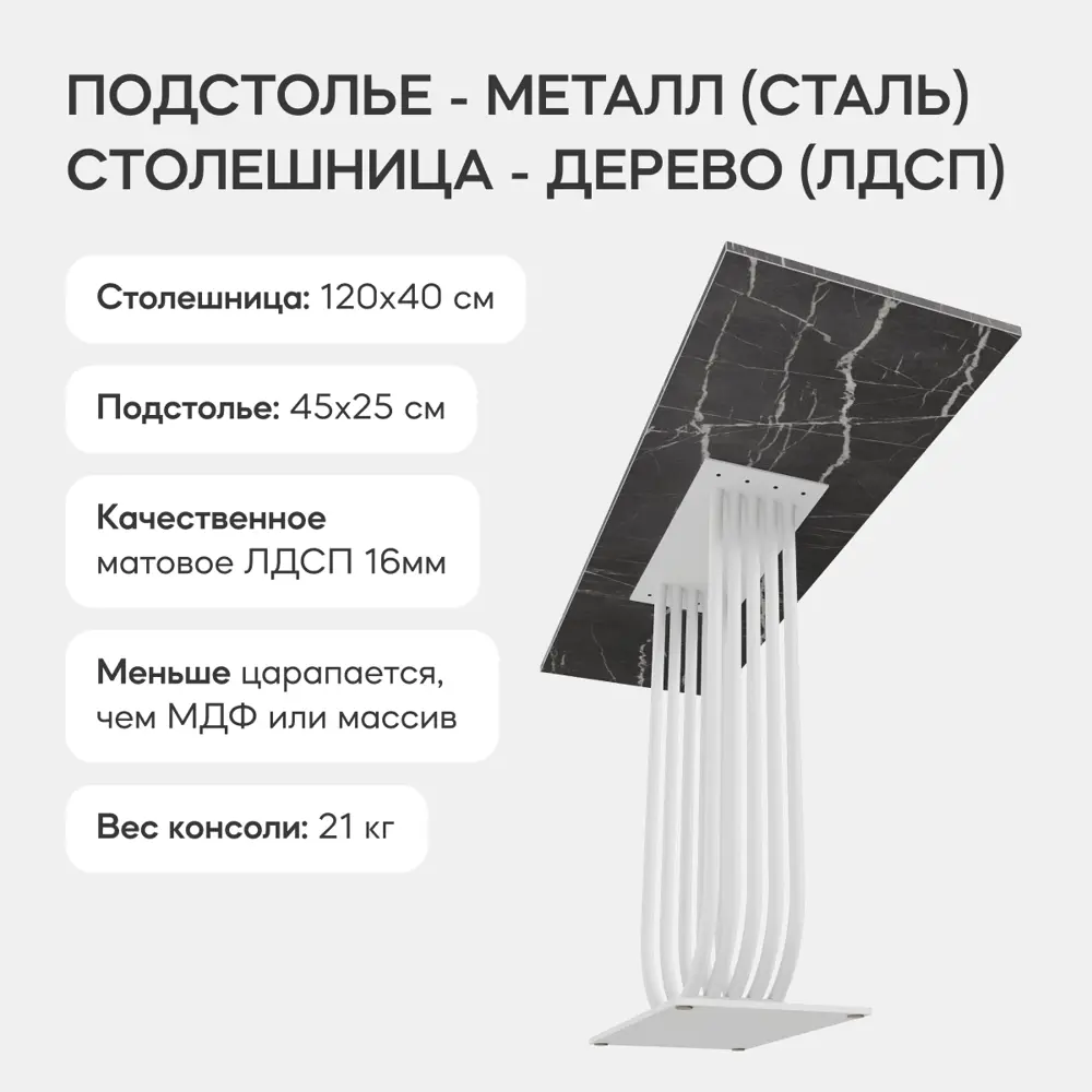 Фото 3 Консоль Genglass GGK-02-3-4-120 40x80x120 см металл цвет черный мрамор Фото 3 Консоль Genglass GGK-02-3-4-120 40x80x120 см металл цвет черный мрамор
