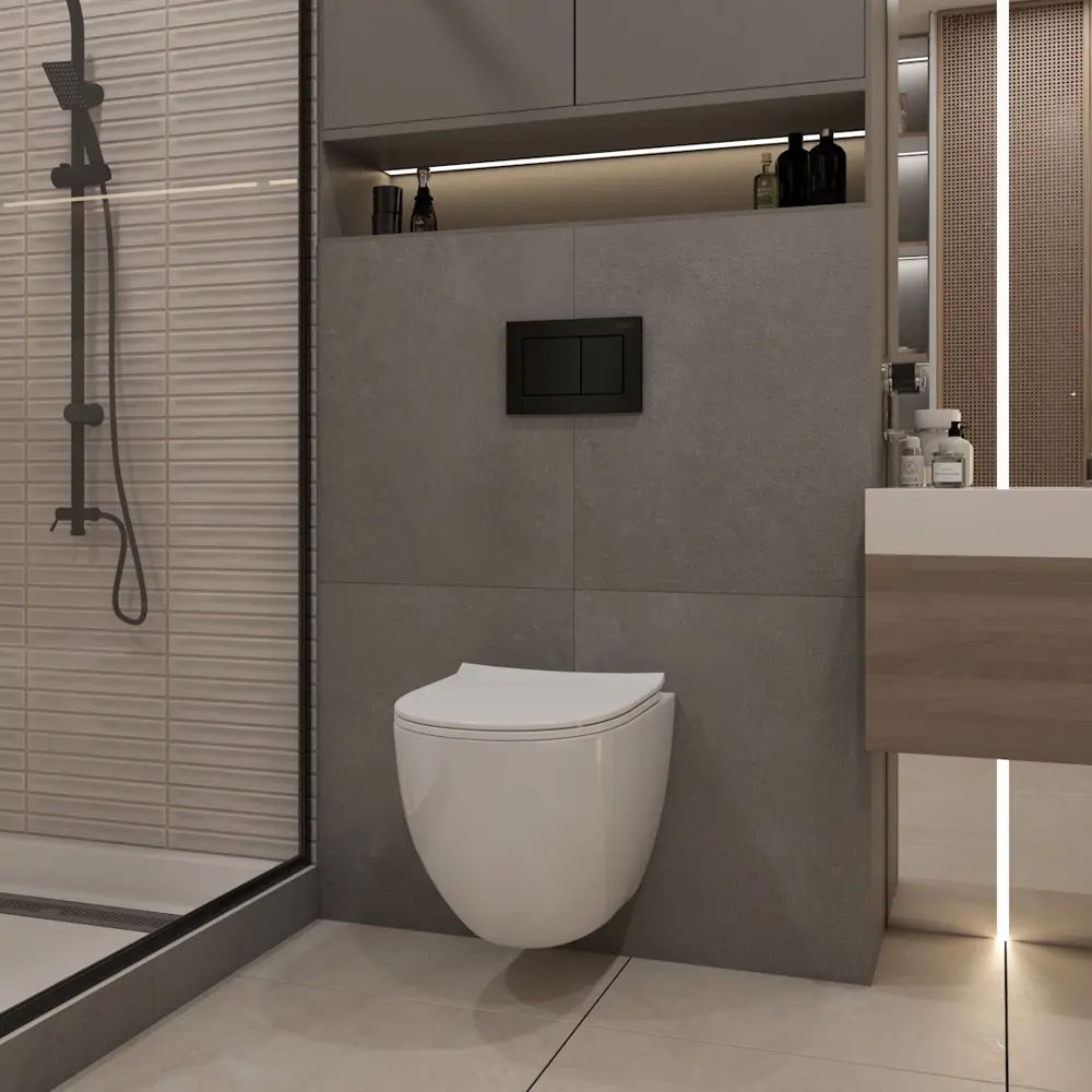 Фото 4 Комплект Teymi F13669 5 в 1 инсталляция с унитазом унитаз подвесной безободковый Lina Media кнопка черная Фото 4 Комплект Teymi F13669 5 в 1 инсталляция с унитазом унитаз подвесной безободковый Lina Media кнопка черная