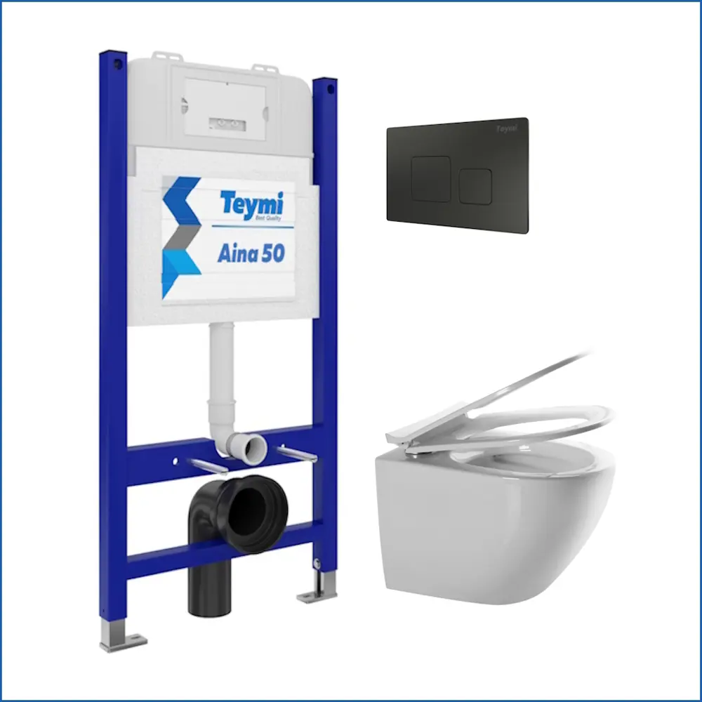 Фото 2 Комплект Teymi F00606: Инсталляция Aina 50, клавиша смыва Kati черная, унитаз Lina Media Фото 2 Комплект Teymi F00606: Инсталляция Aina 50, клавиша смыва Kati черная, унитаз Lina Media