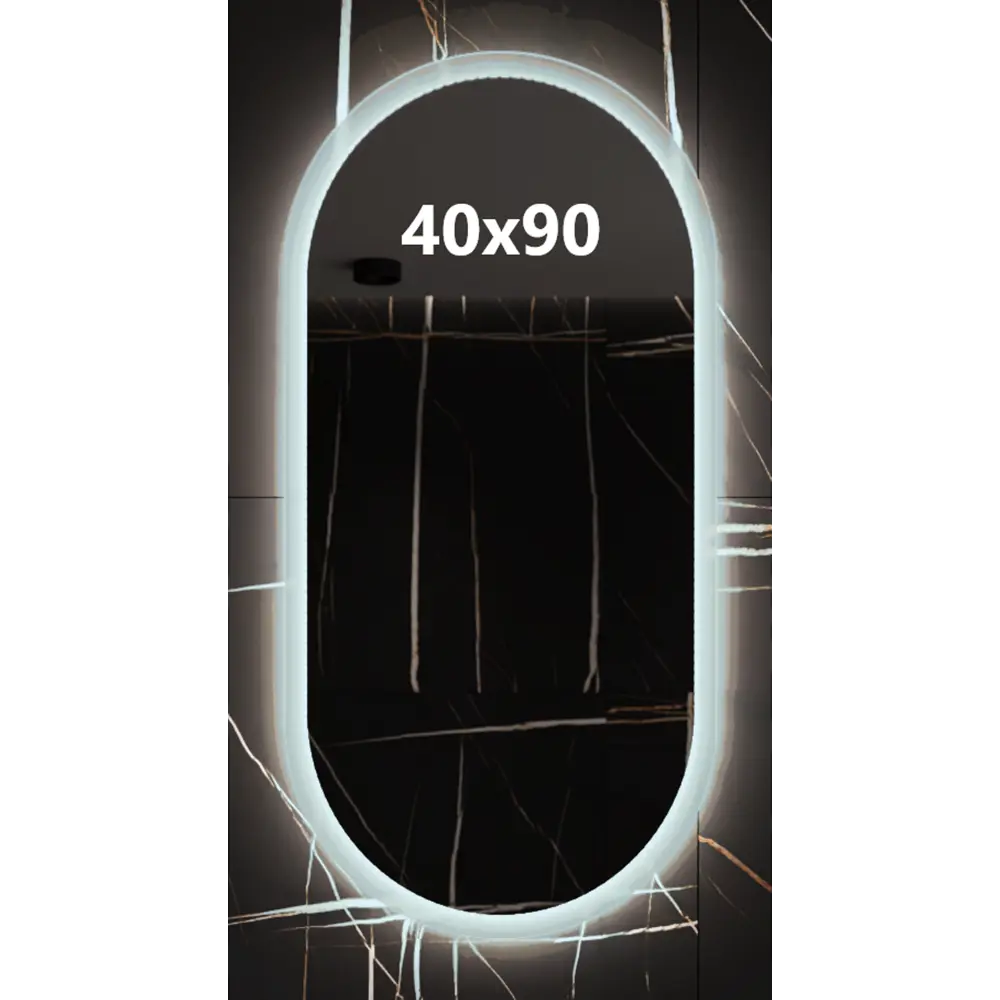 Фото Зеркало для ванной Alfa mirrors Матовый кант с подсветкой 4200К 40x90см датчик на взмах подогрев NinaLite-49AVzVh Фото Зеркало для ванной Alfa mirrors Матовый кант с подсветкой 4200К 40x90см датчик на взмах подогрев NinaLite-49AVzVh