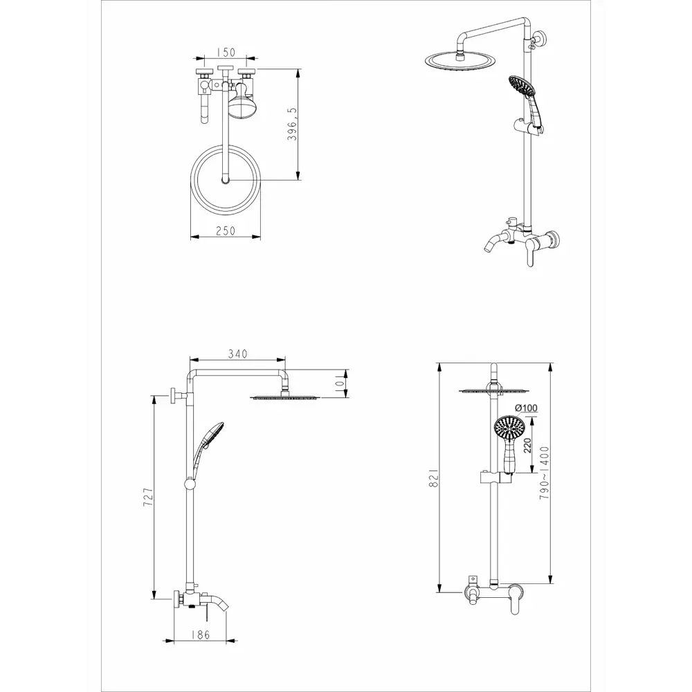 Фото 10 Agger TL01-93333 душевая система с однорычажным смесителем для ванны/душа никель Фото 10 Agger TL01-93333 душевая система с однорычажным смесителем для ванны/душа никель