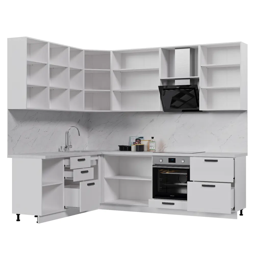 Фото 2 Кухонный гарнитур Стендмебель Призма УТ000588224 300x237x220 см ЛДСП цвет белый