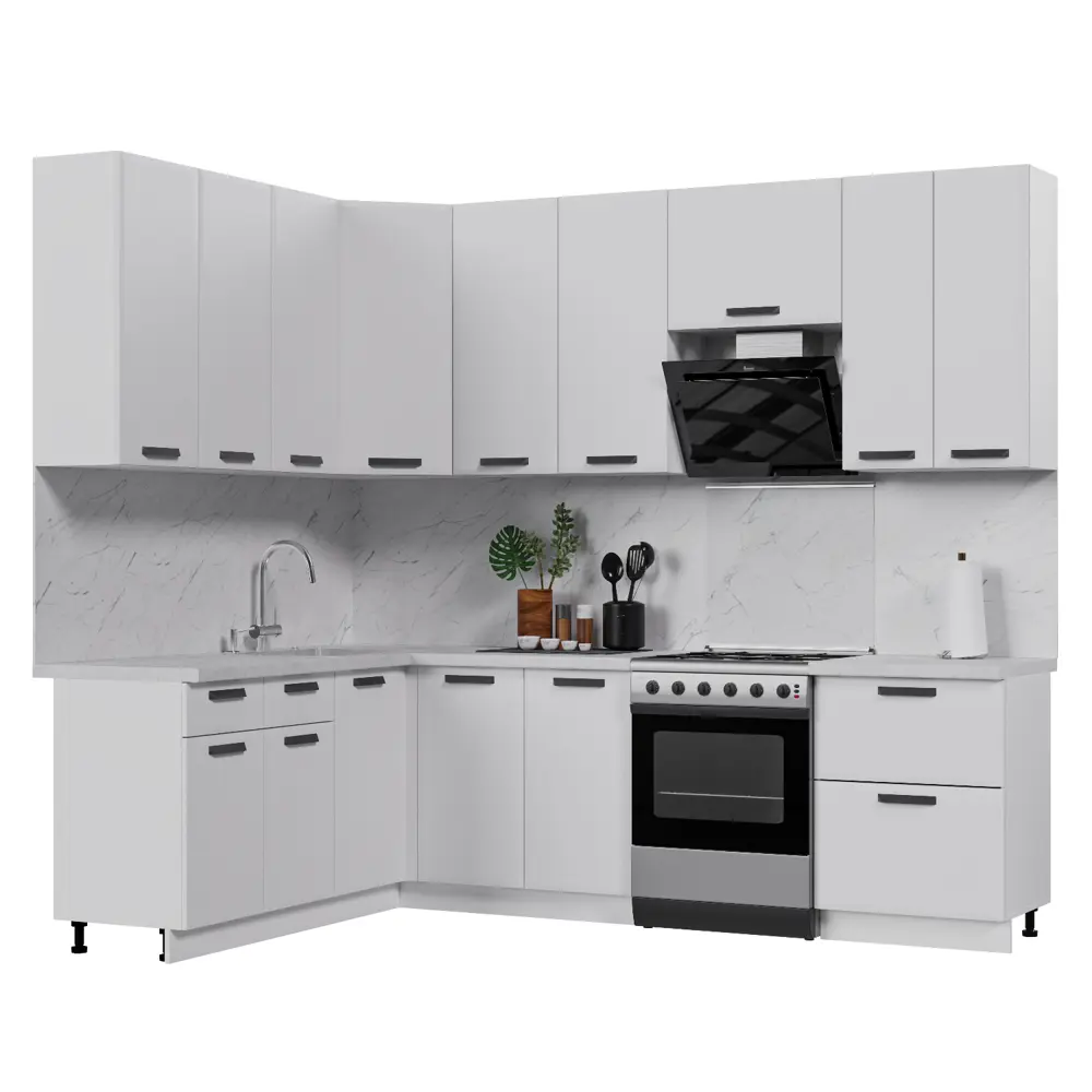 Фото Кухонный гарнитур Стендмебель Призма УТ000588341 200x237x180 см ЛДСП цвет белый