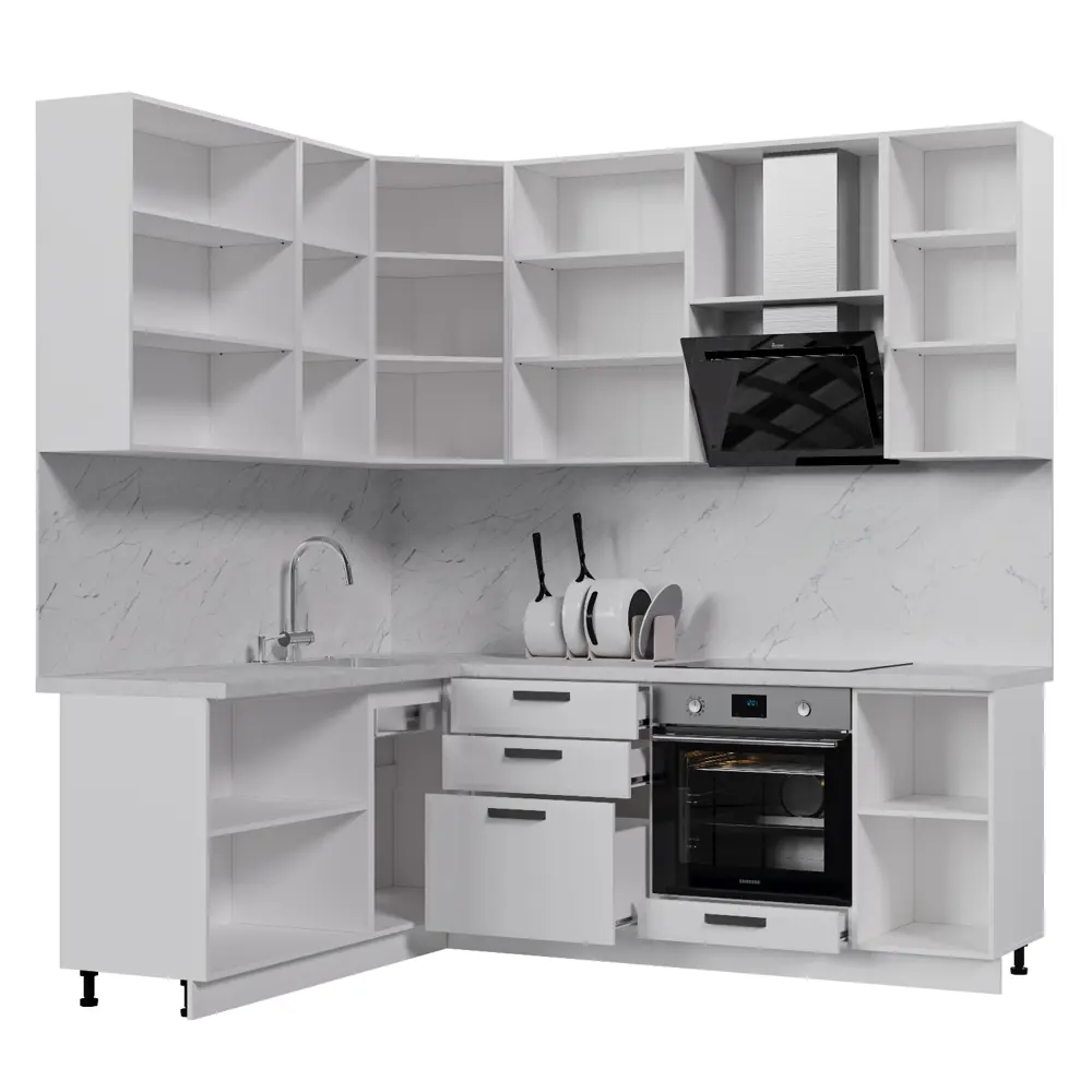 Фото 2 Кухонный гарнитур Стендмебель Призма УТ000588342 220x237x180 см ЛДСП цвет белый