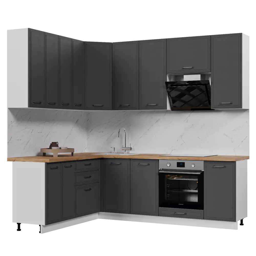 Фото Кухонный гарнитур Стендмебель Индира УТ000587877 240x237x180 см ЛДСП цвет белый, гранит Фото Кухонный гарнитур Стендмебель Индира УТ000587877 240x237x180 см ЛДСП цвет белый, гранит