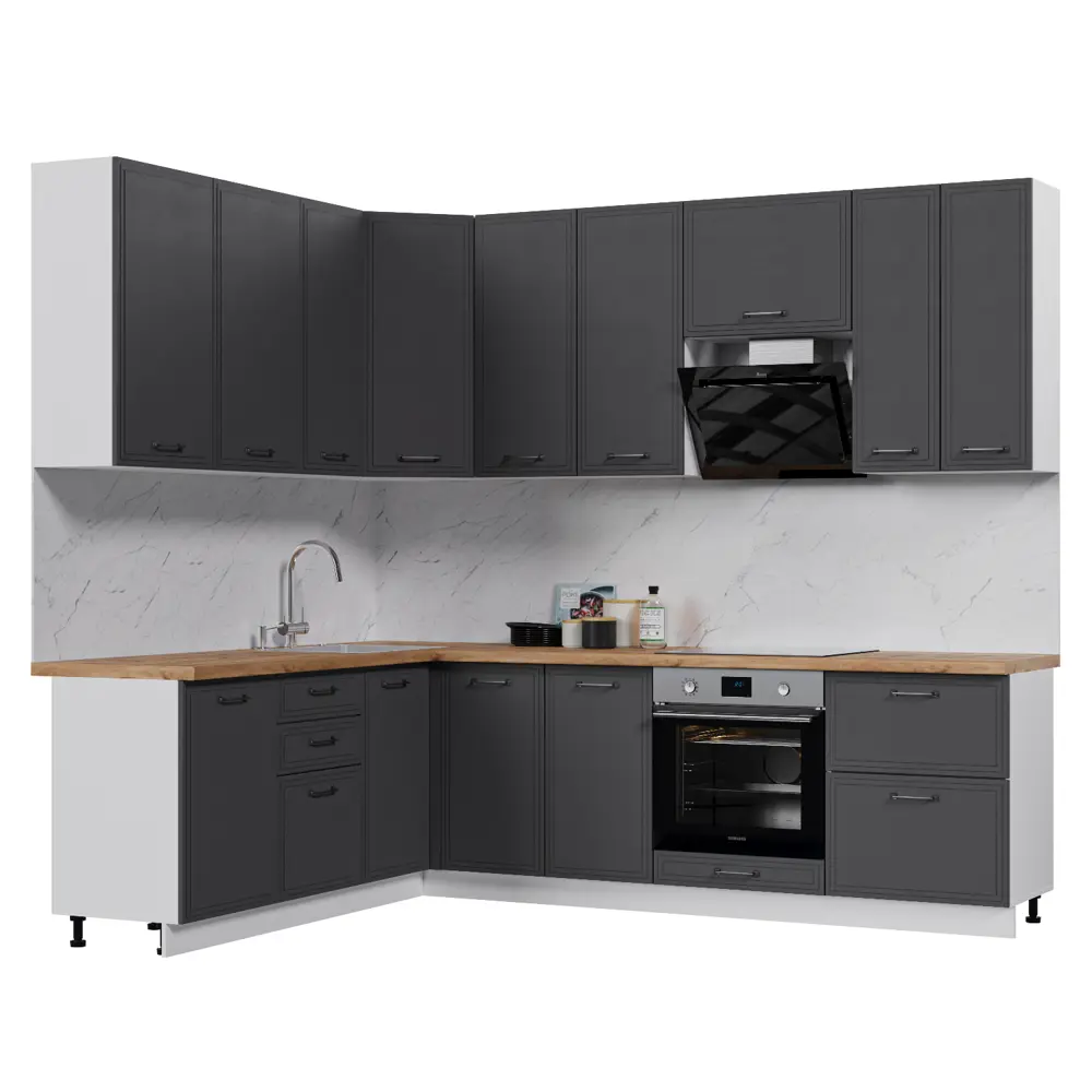 Фото Кухонный гарнитур Стендмебель Индира УТ000587878 260x237x200 см ЛДСП цвет белый, гранит