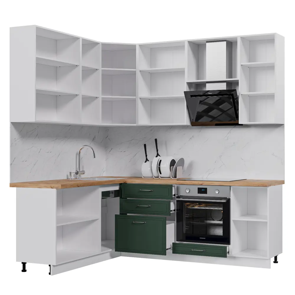 Фото 2 Кухонный гарнитур Стендмебель Индира УТ000587771 220x237x180 см ЛДСП цвет белый, сланец Фото 2 Кухонный гарнитур Стендмебель Индира УТ000587771 220x237x180 см ЛДСП цвет белый, сланец